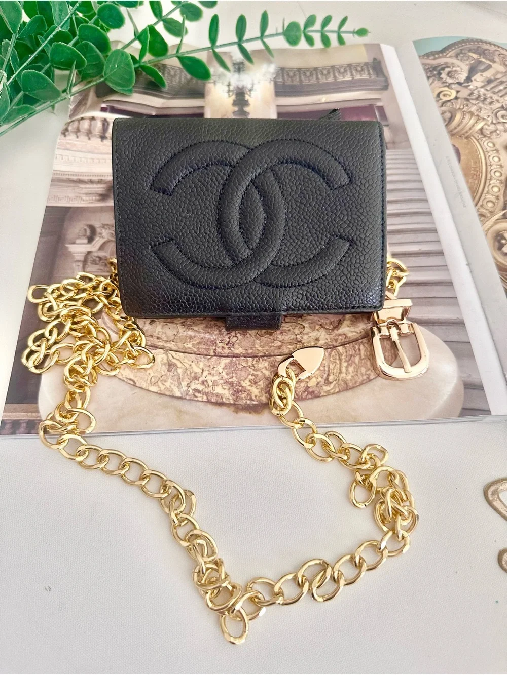 Chanel Caviar Mini Wallet with Chain Belt